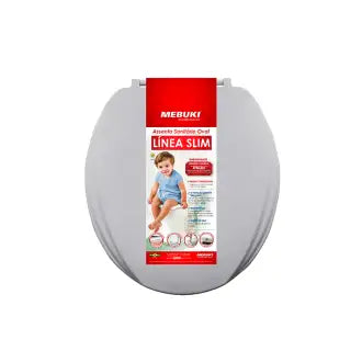 Assento Sanitário Cinza Oval Mebuki