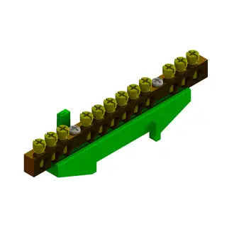 Barramento Borne 12 Furos C/Suporte Verde C10