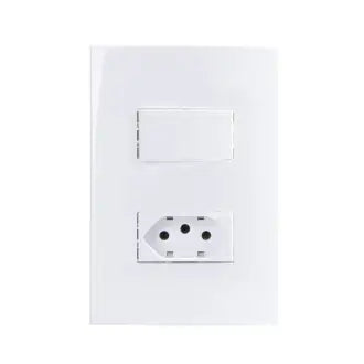 Interruptor 1 Simples + 1 Tomada 2X4 10A Branco Sleek Margirius