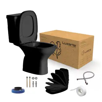 Vaso Sanitário Preto Caixa Acoplada C/Assento + Kit Montagem Tavira