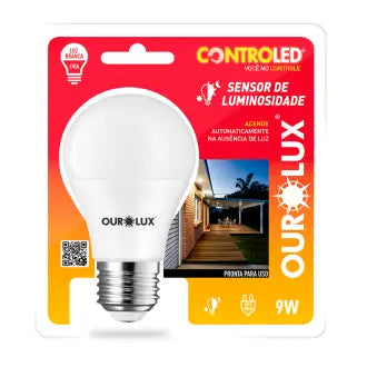 Lâmpada Led 9,0W Inteligente Sensor Luminosidade Ouro