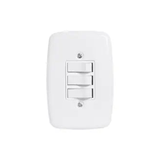 Interruptor 3 Simples 2X4 10A Branco Pluzie