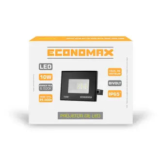 Refletor Led 10W Preto 6500K Economax Bi