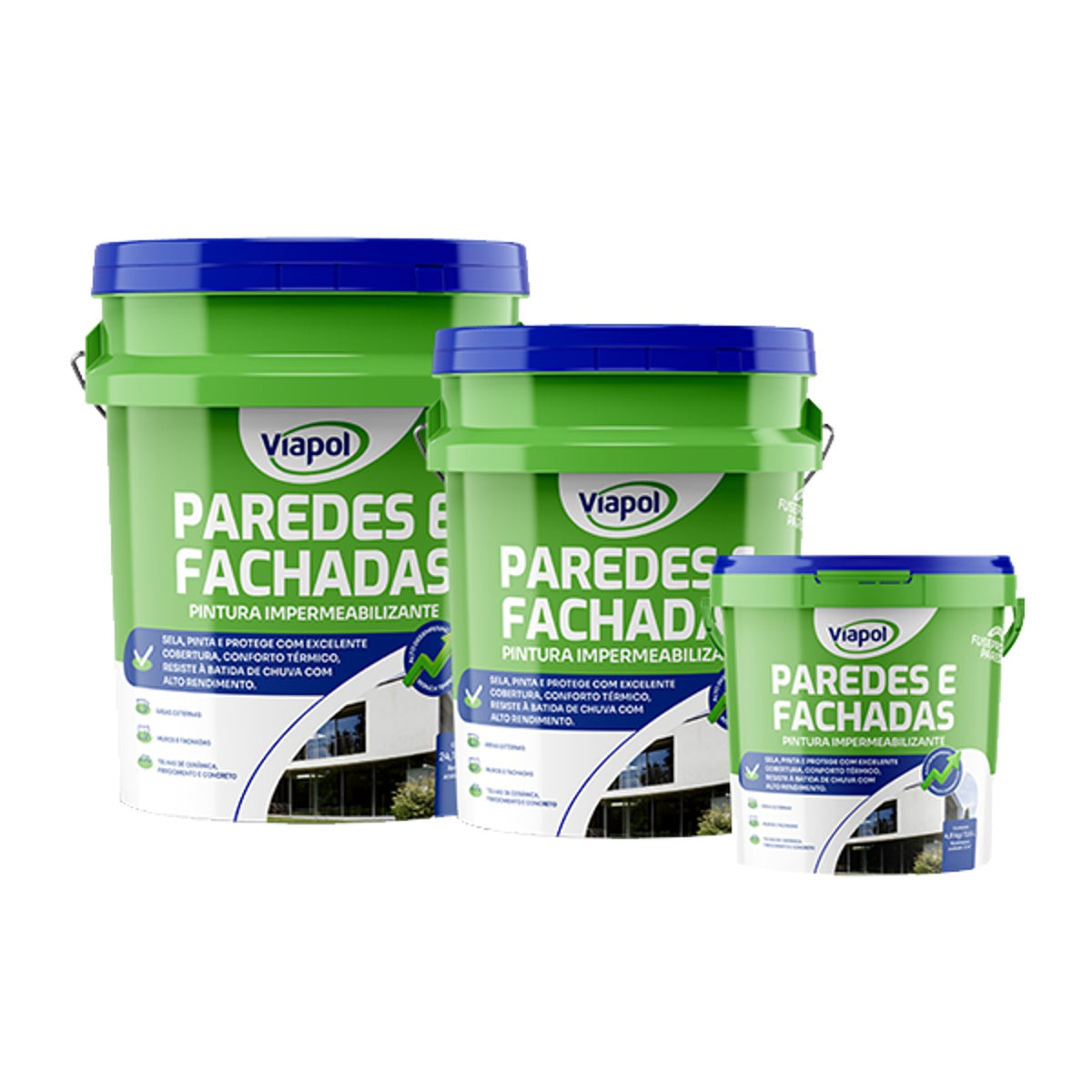 Pintura acrílica impermeabilizante para fachadas Paredes e Fachadas Viapol em reboco, concreto e muros