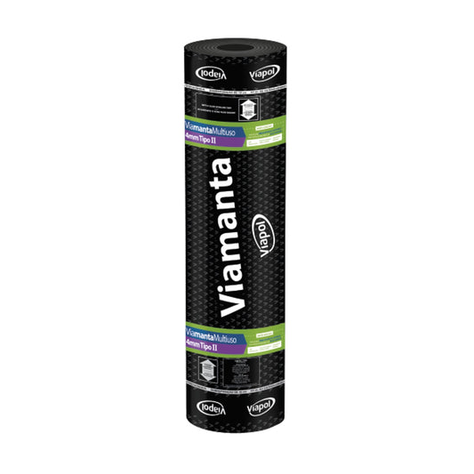 Manta asfáltica aluminizada Viamanta Multiuso Alumínio 3 mm Viapol para telhado e laje exposta