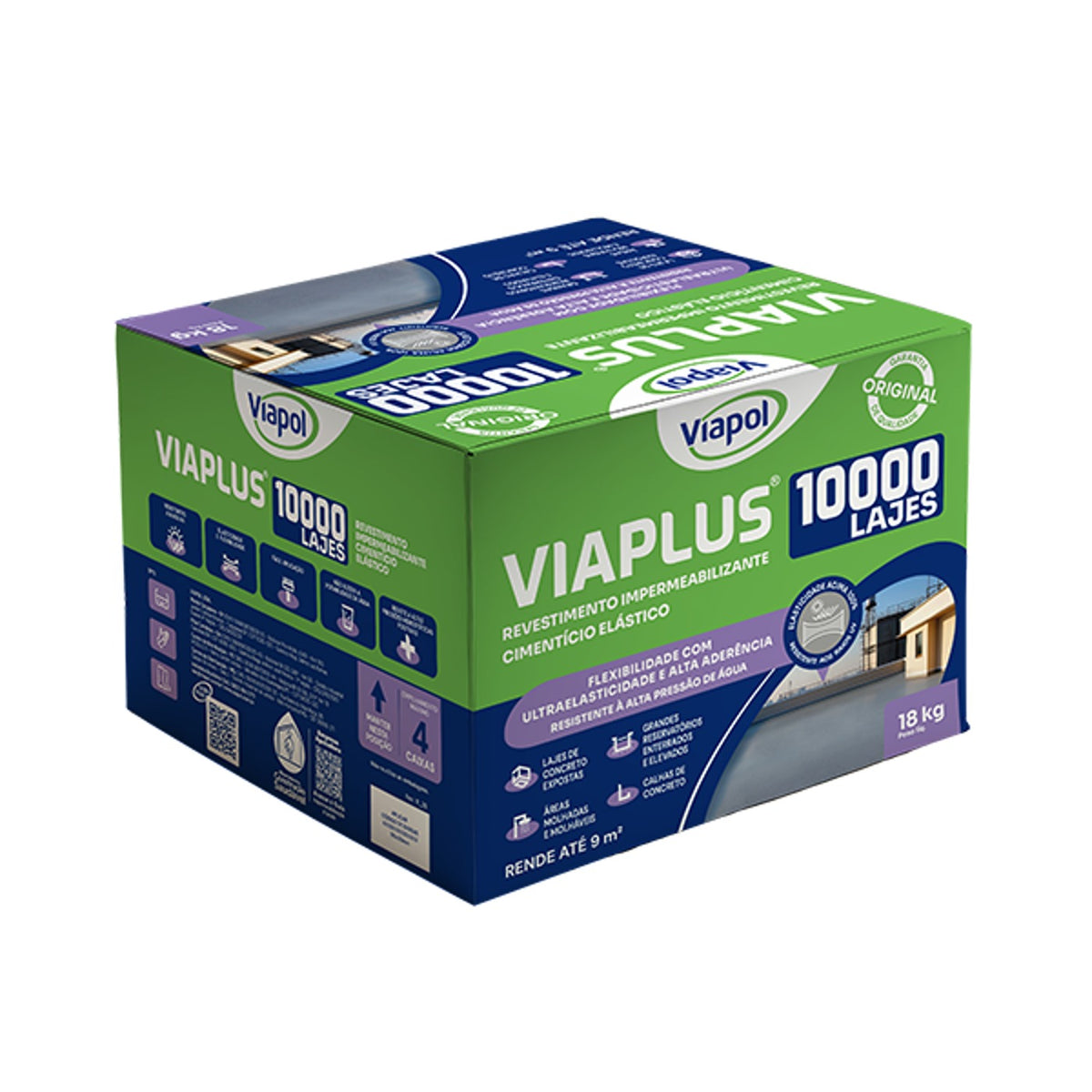 Impermeabilizante cimentício flexível Viaplus 10.000 Viapol para lajes, terraços e reservatórios