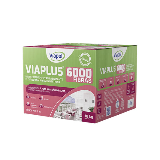 Impermeabilizante cimentício flexível com fibras Viaplus 6000 Fibras Viapol para banheiros, drywall e sacadas