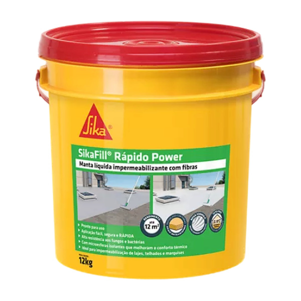 Manta líquida acrílica com fibras Sikafill Power Sika para laje e telhado