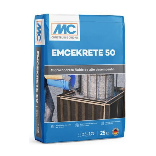 Microconcreto fluido Emcekrete 50 MC Bauchemie para reparo estrutural 25 kg