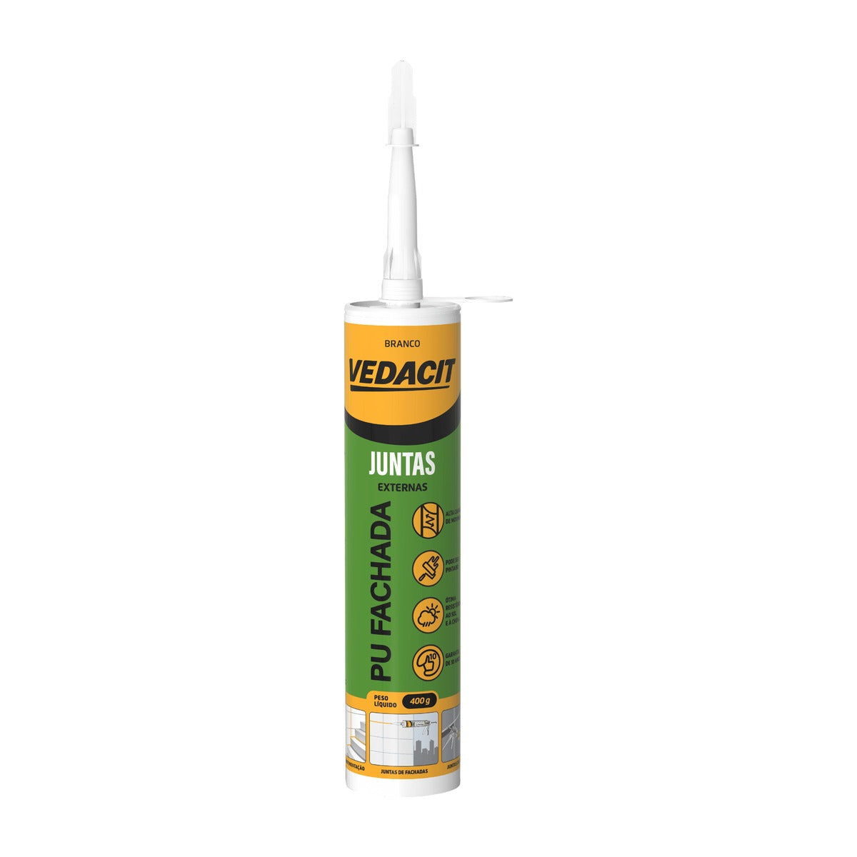 Selante poliuretano PU 30 branco Vedacit Pro para juntas de fachada 400 g