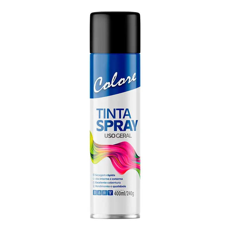 Tinta Spray Preto Fosco 6X400 Colore