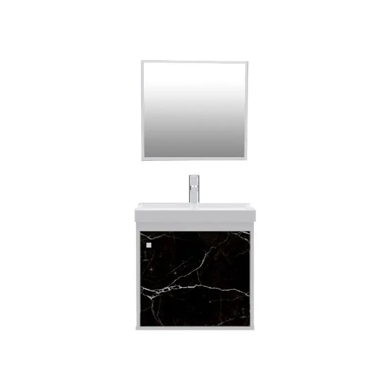 Gabinete Banheiro C/Espelho Branco/Mármore/Preto 40Cm