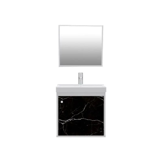 Gabinete Banheiro C/Espelho Branco/Mármore/Preto 40Cm