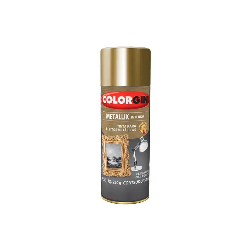 TINTA SPRAY METÁLICA OURO 6X350 COLORGIN