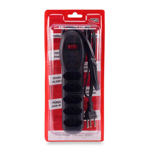 Filtro Linha 5 Tomadas Bivolt Rearme Forceline