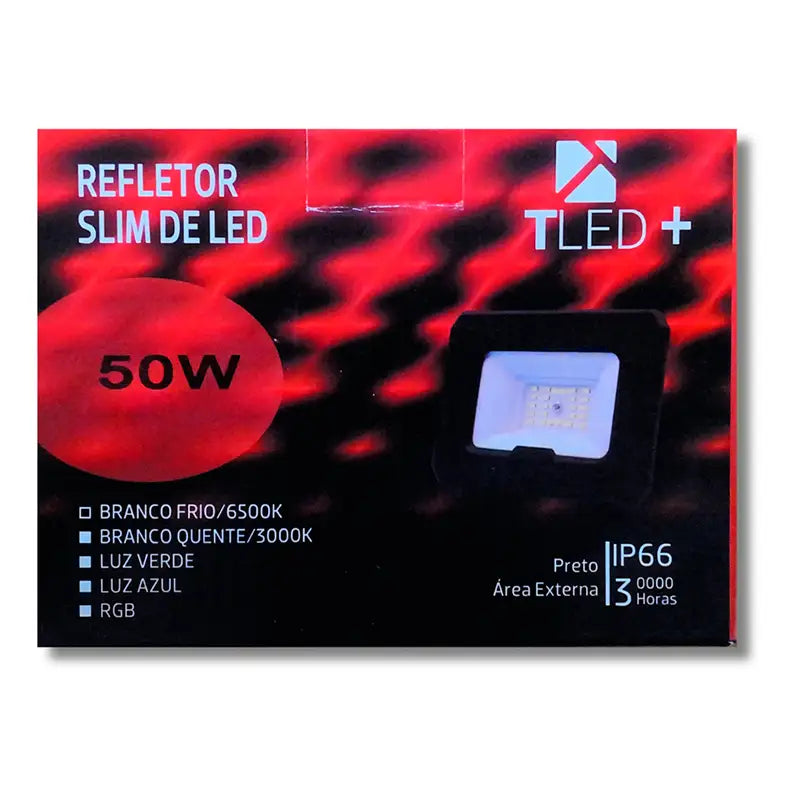 Refletor Led 50W Preto 6500K T-Led Bivolt