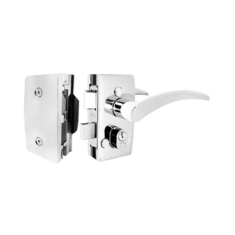 Fechadura Porta Vidro/Vidro Oval C/Placa Maçaneta